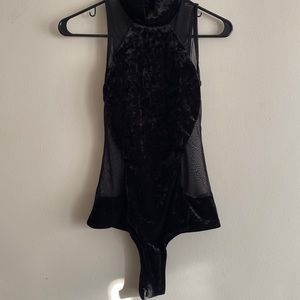 Revamped Velvet Mesh Turtle Neck BodySuit